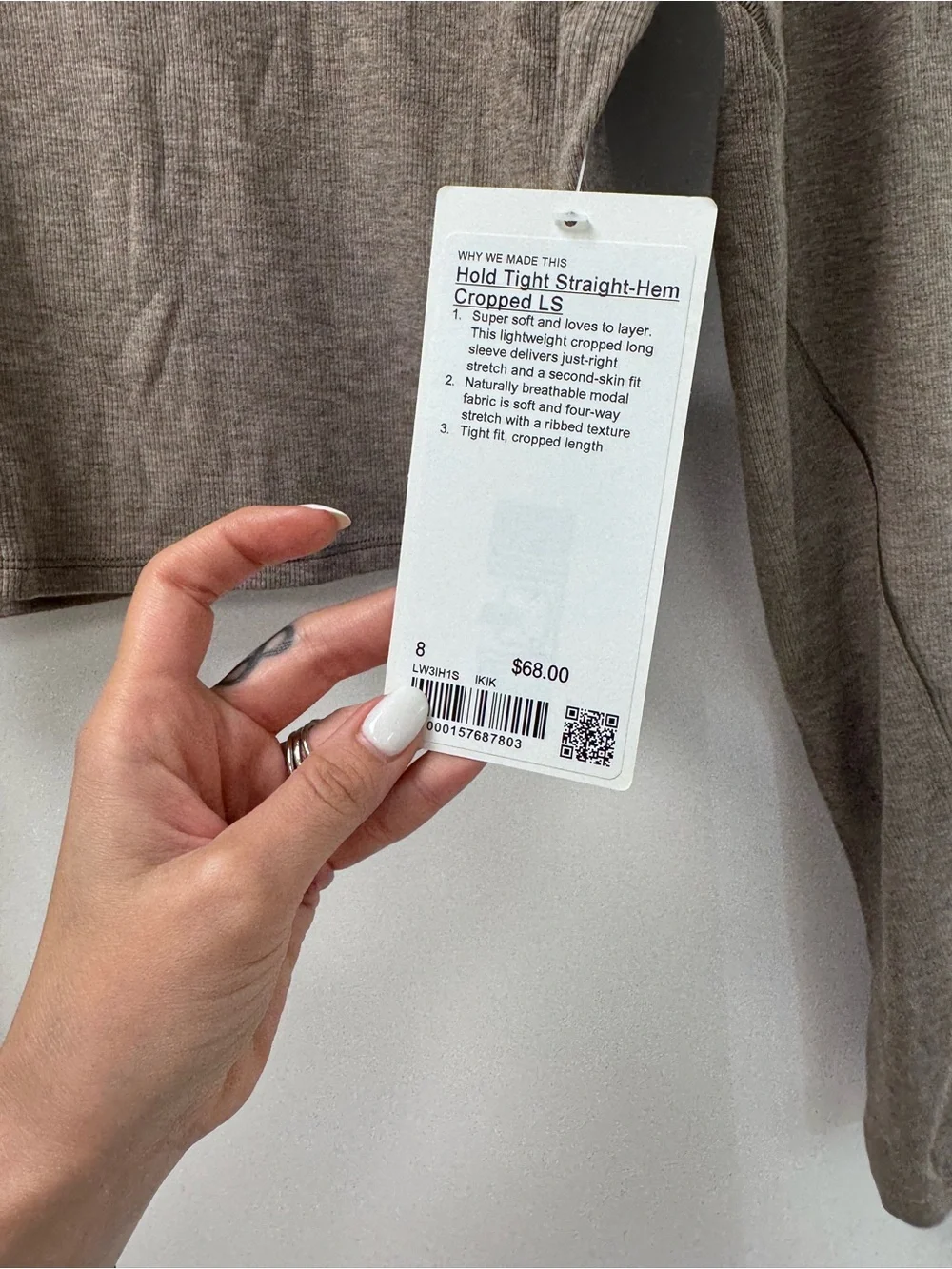 lululemon athletica Ribbed Long-Sleeve Crop Top - Taupe